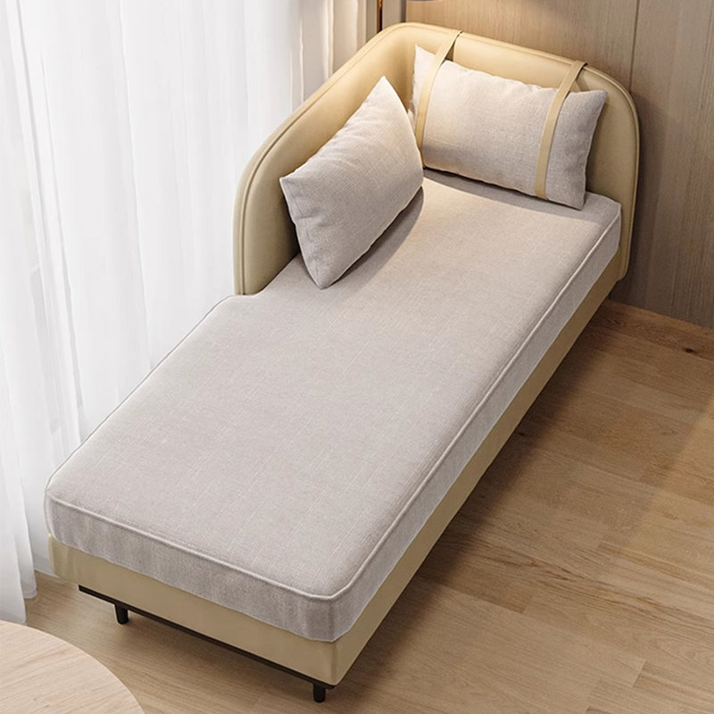 Chaise longue rembourrée Bellaude, Gris/beige, Chaise longue à accoudoir gauche
