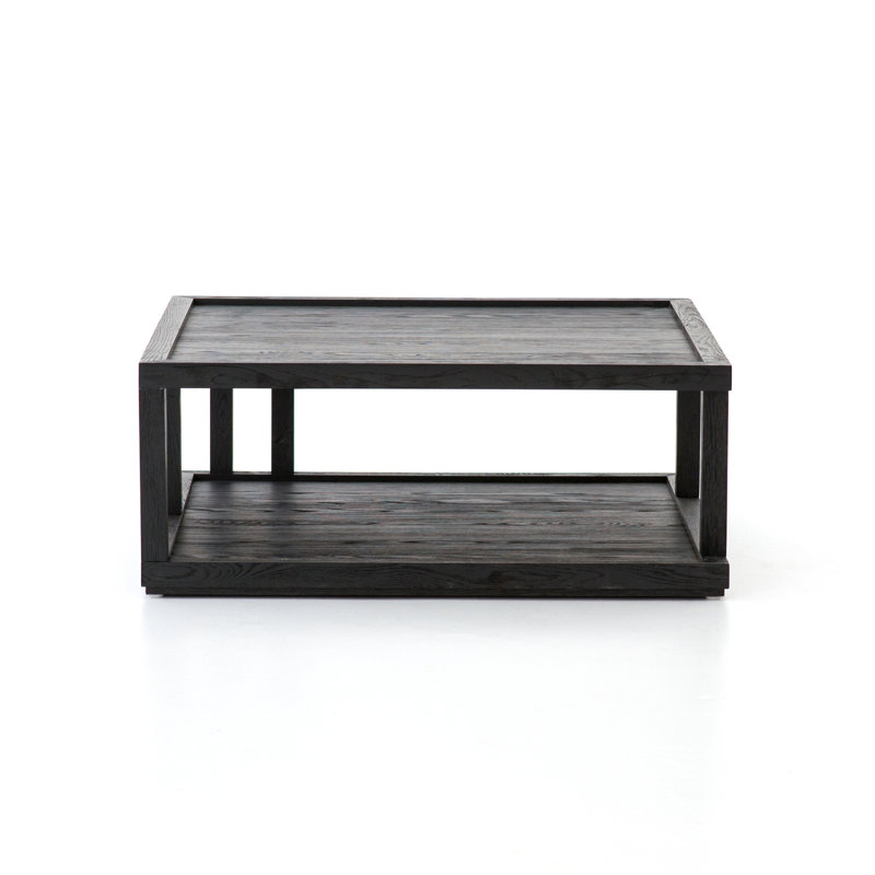 Charley Solid Wood Coffee Table, Drifted Matte Black Veneer