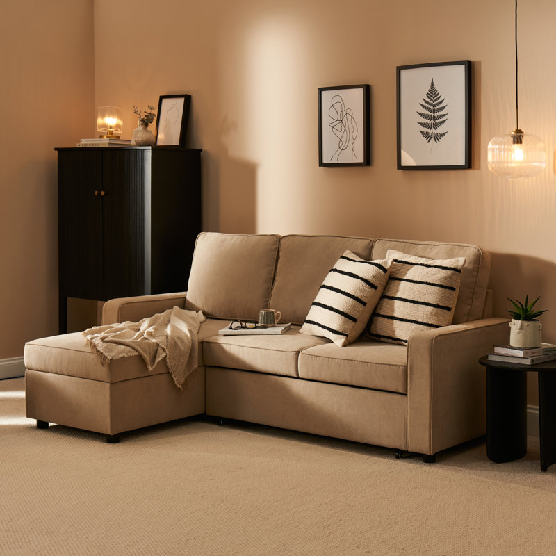 Seok Pull-Out Corner Sofa Bed, Warm Taupe