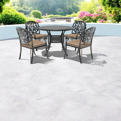Ensemble de salle à manger élégant pour patio 5 pièces, fonte d'aluminium, charme traditionnel