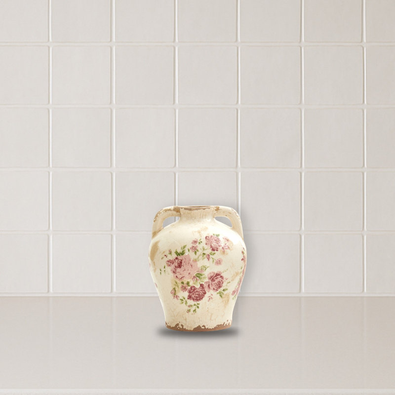 Tuscan Ceramic Floral Print Vase