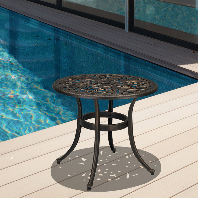 Table d'appoint en aluminium thermolaqué Reinna, Bronze foncé