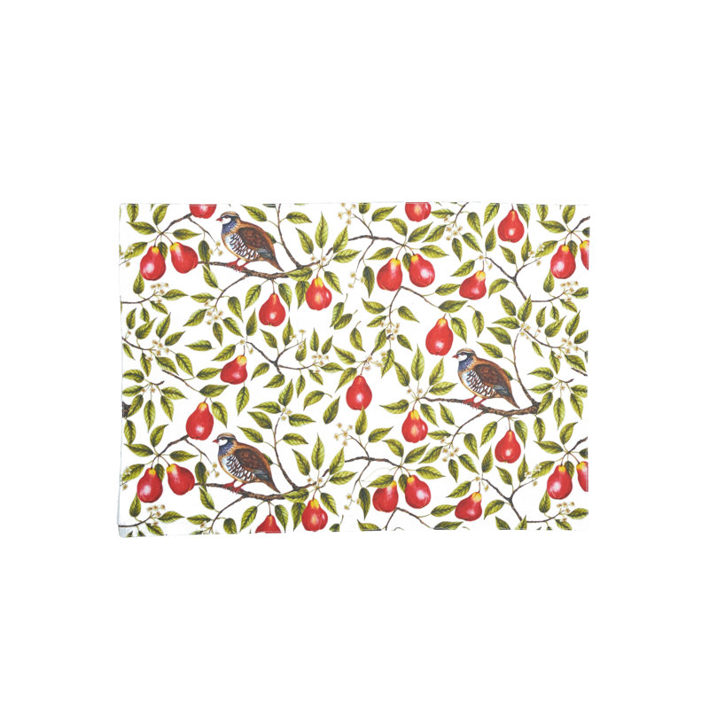 Partridge In A Pear Tree Printed Cotton Placemats Set of 6