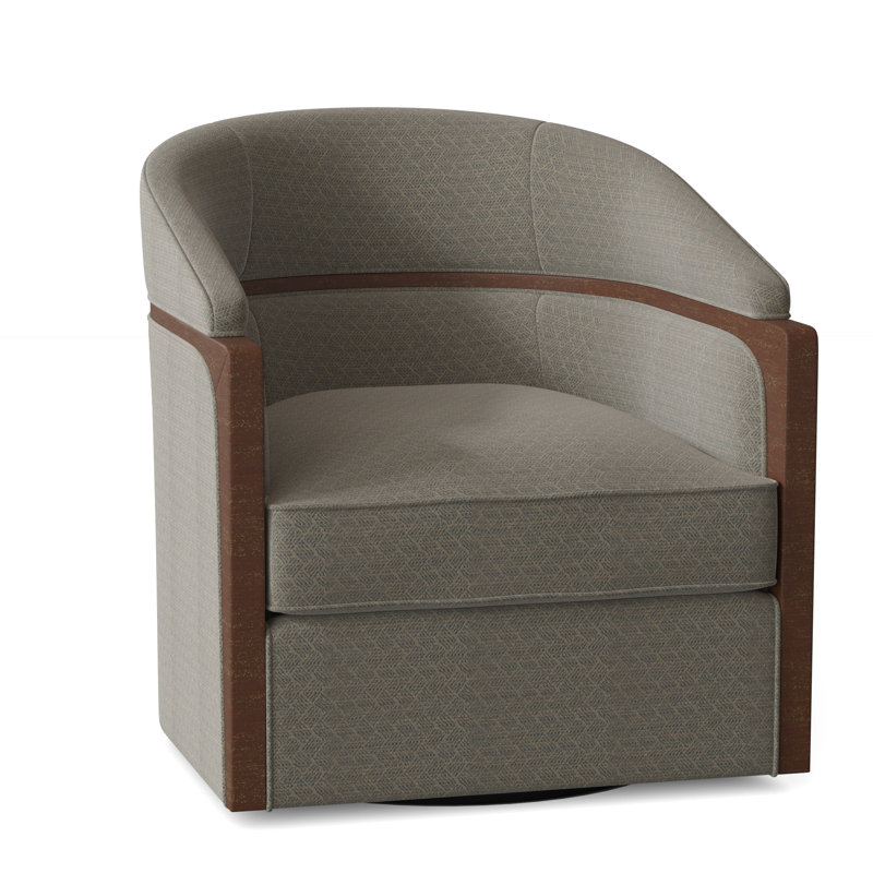 Forester 29" W Swivel Barrel Chair, Walnut, Pewter (9953 65)