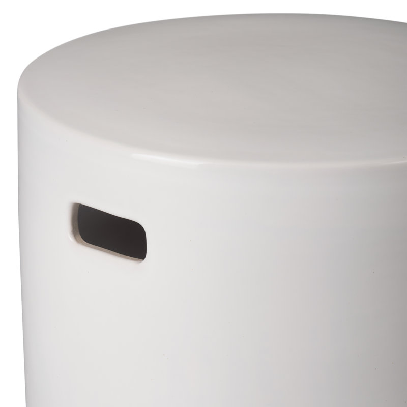 Arsis Ceramic Accent Stool, White