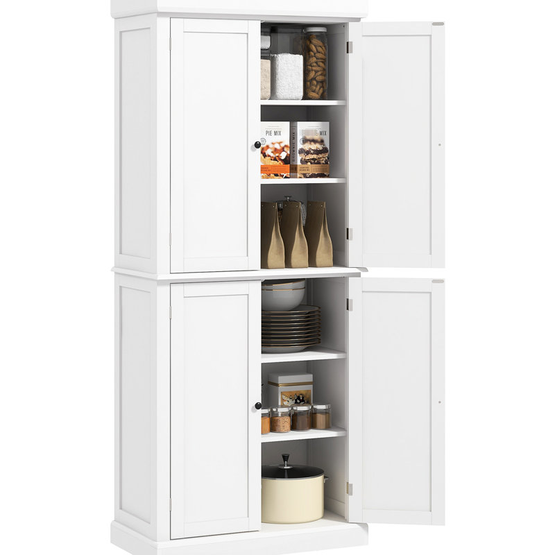 Unité de rangement pour garde-manger 72,5 po - blanc avec 4 portes et tablettes réglables pour armoire de salle à manger