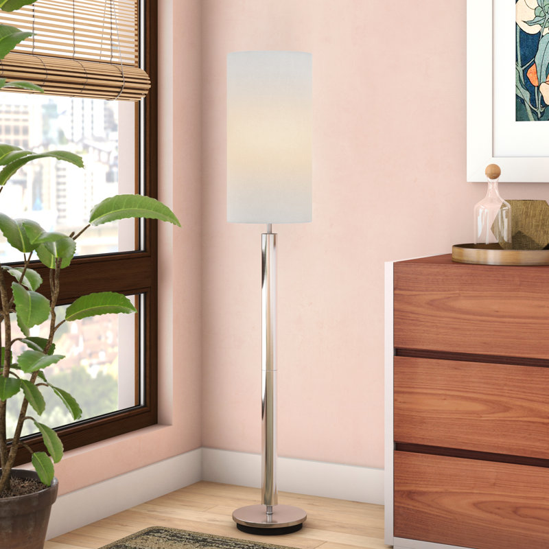 Benas 58'' Satin Steel Column Floor Lamp