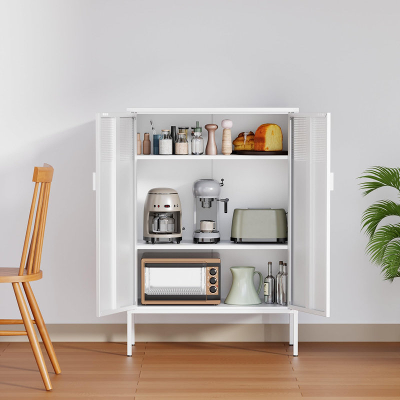 Metal Locker Storage Cabinet, White