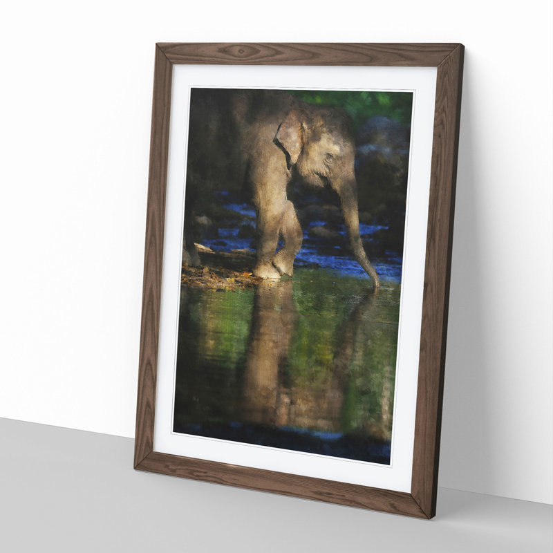 Elephant Vol.4 - Picture Frame Graphic Art, 48cm H x 36cm W x 2cm D, Walnut Framed