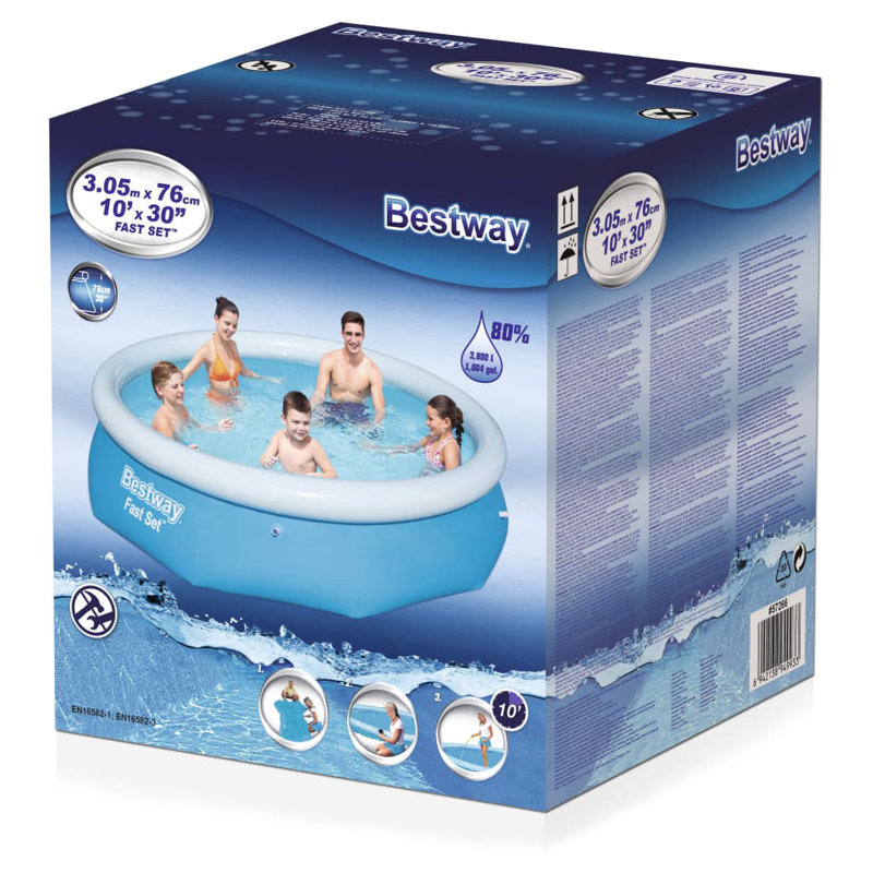 Bestway Fast Set Inflatable Swimming Pool Round, 305 cm W x 76 cm H