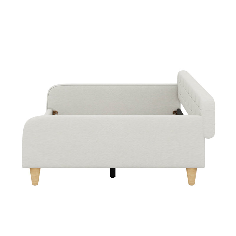 Grand lit de jour rembourré avec 4 pieds de soutien, Beige
