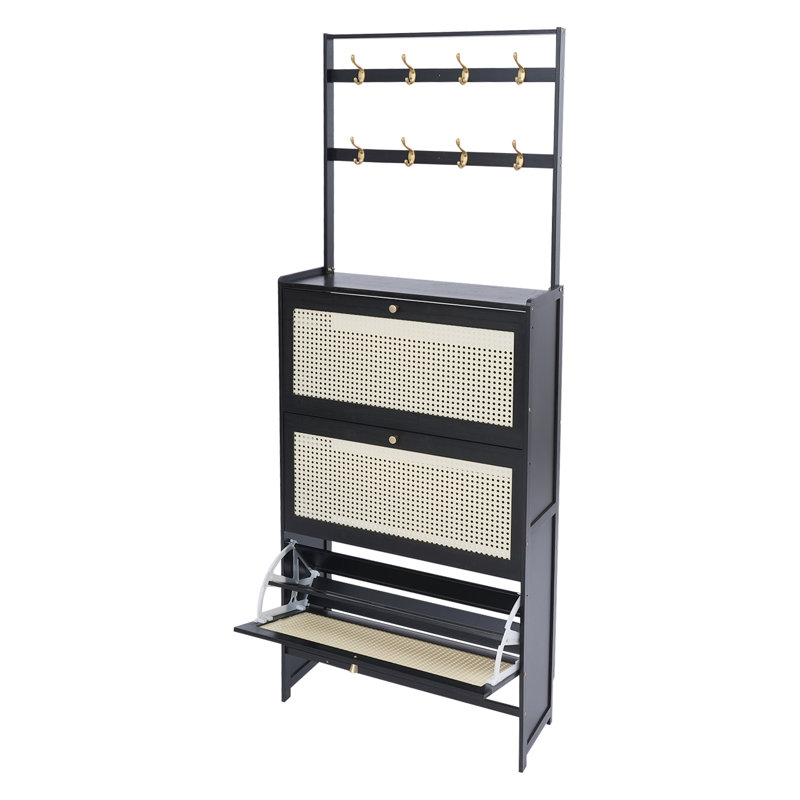 18 Pair Shoe Storage Cabinet, Black
