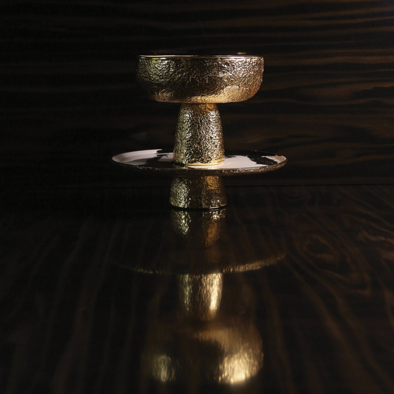Bianco Nero Pedestal Bowl, 7"