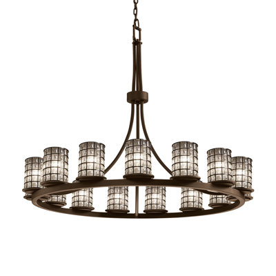 Lustre 15 lumières en verre fils dakota