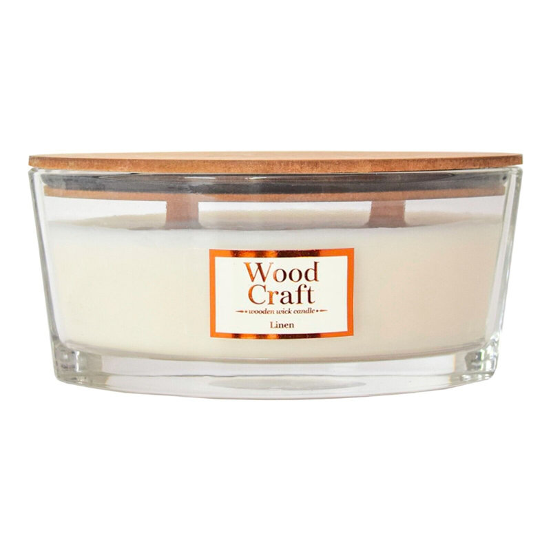 Linen Scented Jar Candle with Glass Holder