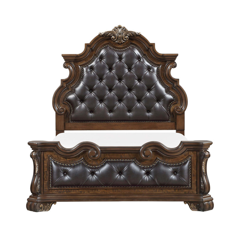 1 tête de lit formelle traditionnelle de luxe capitonnée avec détails décoratifs complexes 1pc, Grand lit