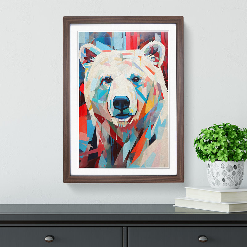Polar Bear Constructivism No.2 - Framed Print, Walnut, 64cm H x 46cm W x 2cm D