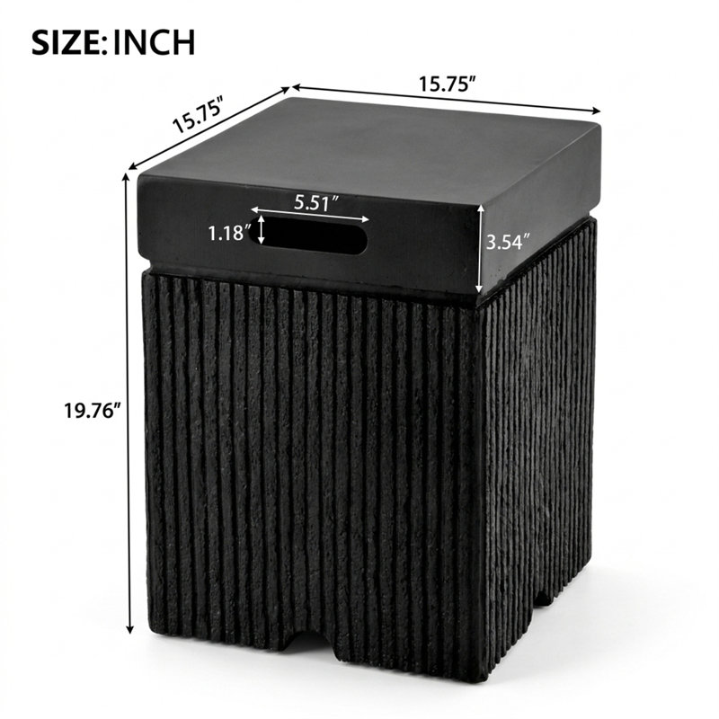 Table d'appoint avec couvercle vertical MGO, lattes verticales, réservoir de 20 lb, capacité de 100 lb, résistant aux intempéries