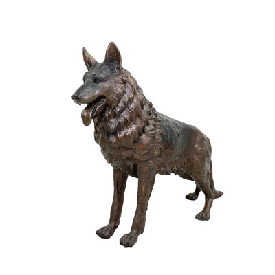 Dog German Shepherd Bronze Garden Statue