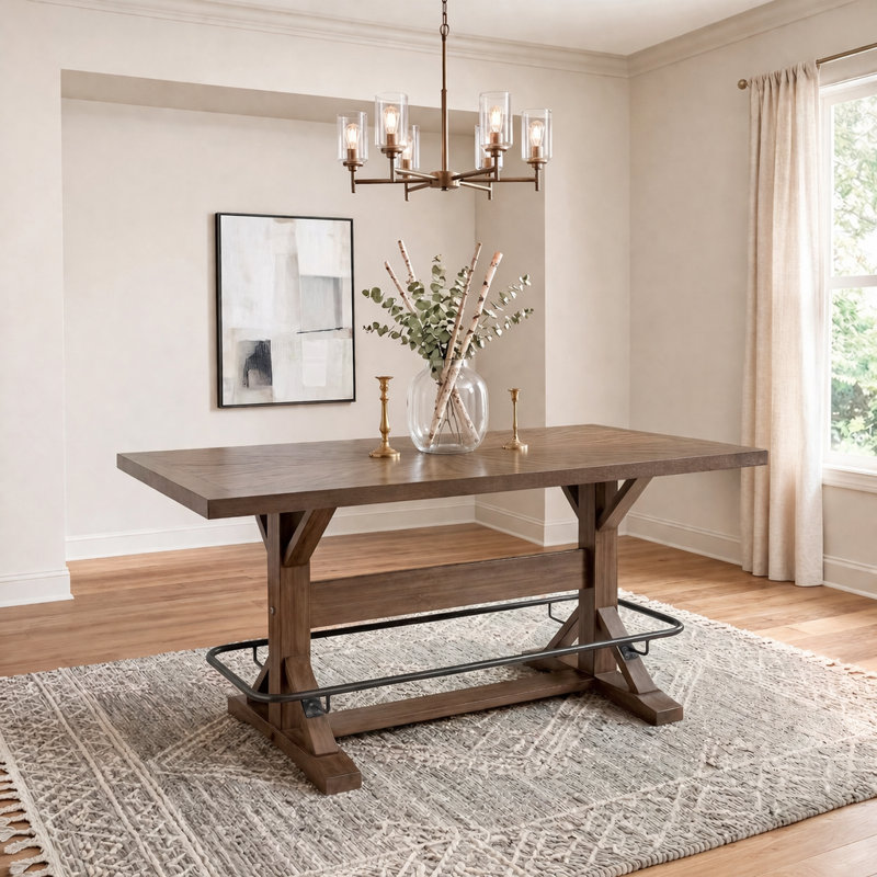 Table de salle à manger à hauteur de comptoir Malone 36 po - Placage d'acacia, H 36 po x L 32 po x l 78 po