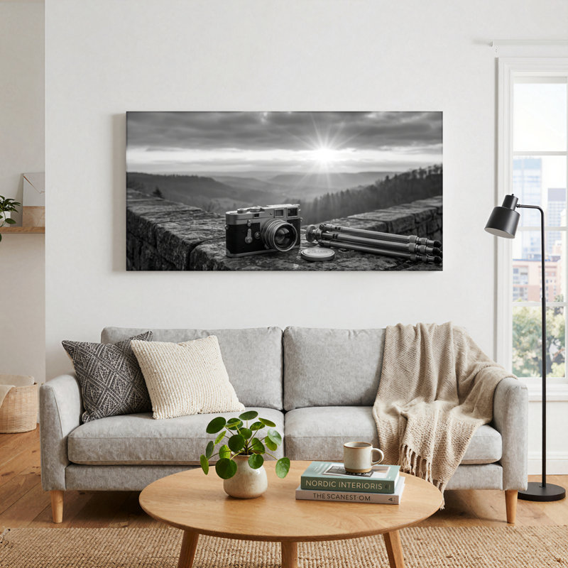 Caméra paysage, art mural sur toile, ensemble de 1, L 48 po x H 24 po, Toile tendue