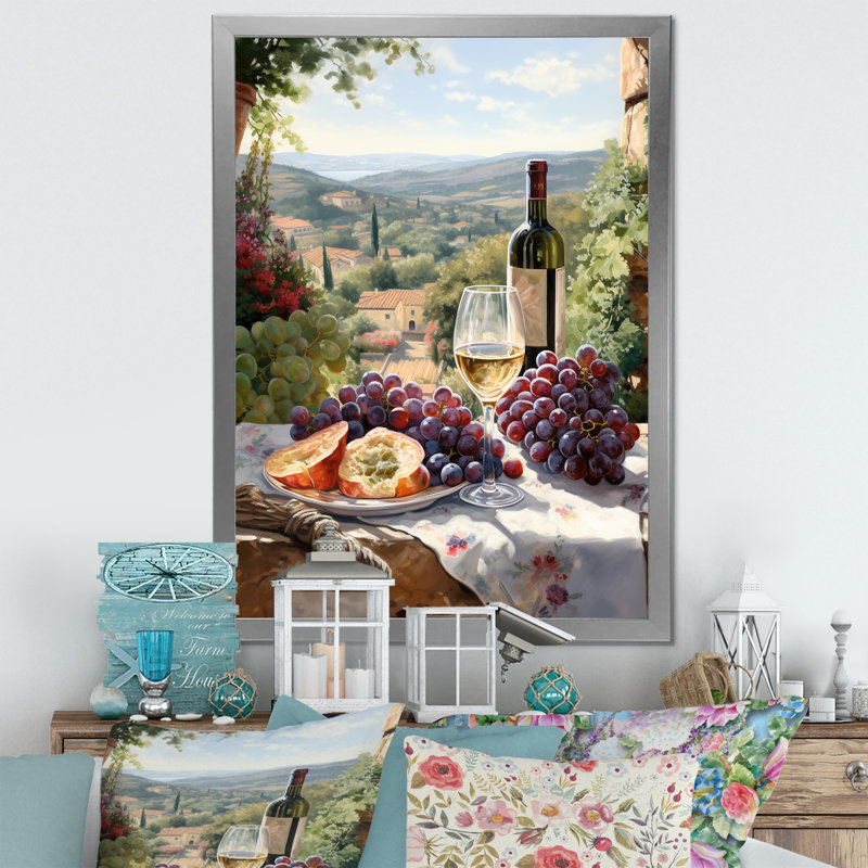 " Vineyard Romantic Charm Landscape I ", Silver Single Picture Framed, 44" H x 34" W x 1.5" D