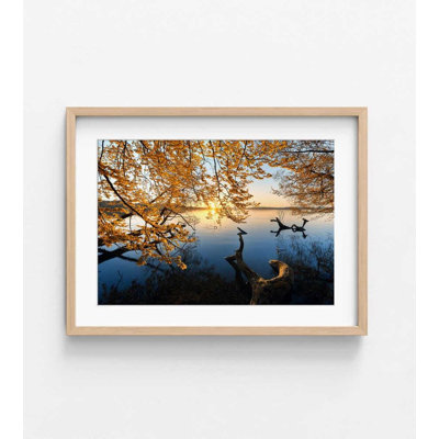 Framed Autumn Landscape Print: Lake and Foliage