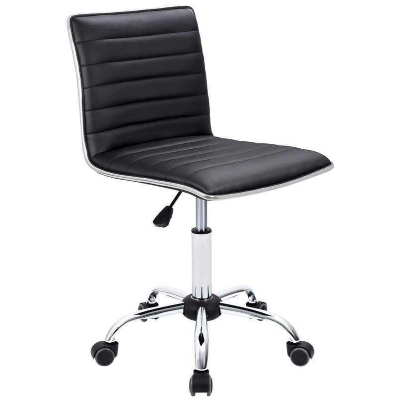 Kaycee Faux Leather Mid Back Swivel Computer Task Desk Chair, Black