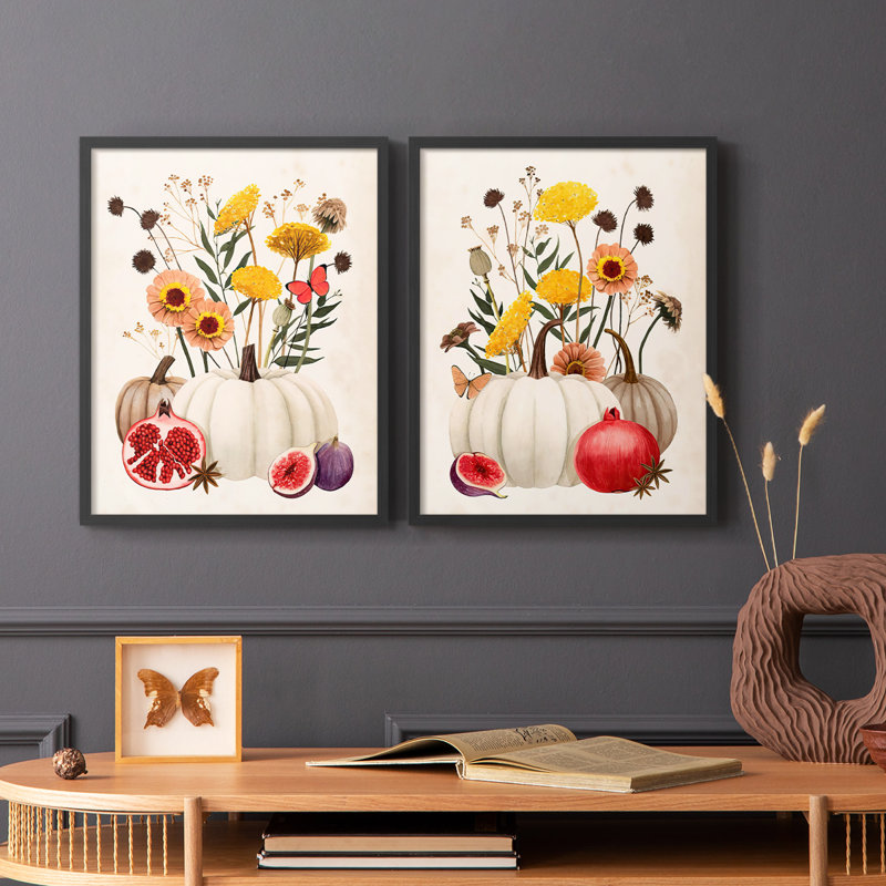 «Fall Botanicals I», reproduction encadrée de qualité supérieure - prête à être accrochée - aucun clou requis - aucun clou requis