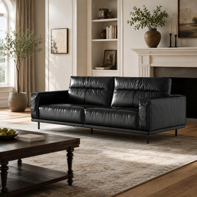 Modern Home Style Sofa with Soft Cushion Top Grain Leather Upholstery Comfortable and Stylish Seating for Living Room Durable High Quality Materials