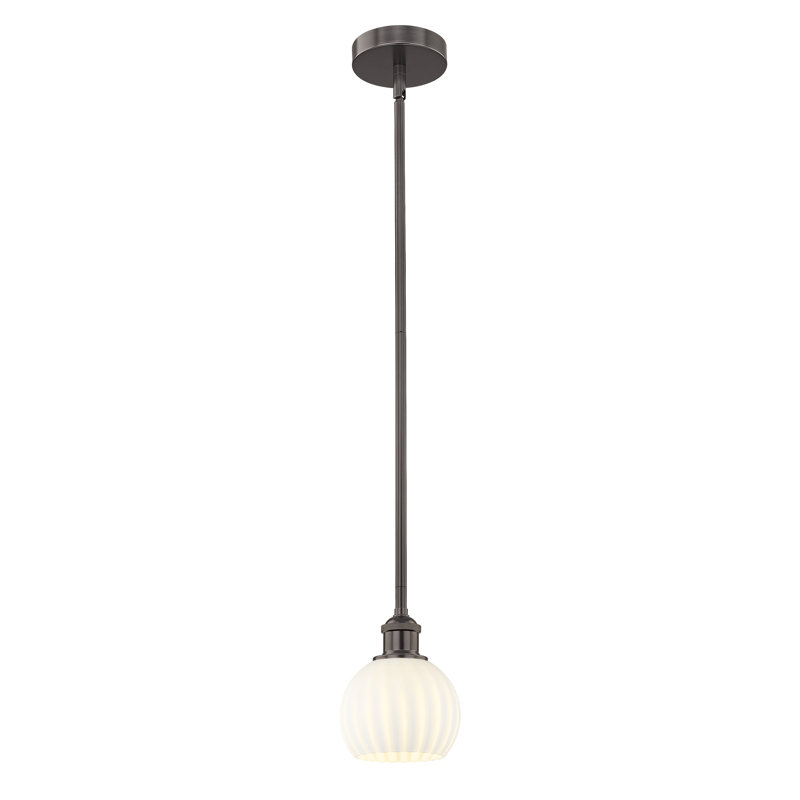 Luminaire suspendu 12 po Edison White Venetian, Bronze huilé, H 7,5 po x l 6 po x P 6 po