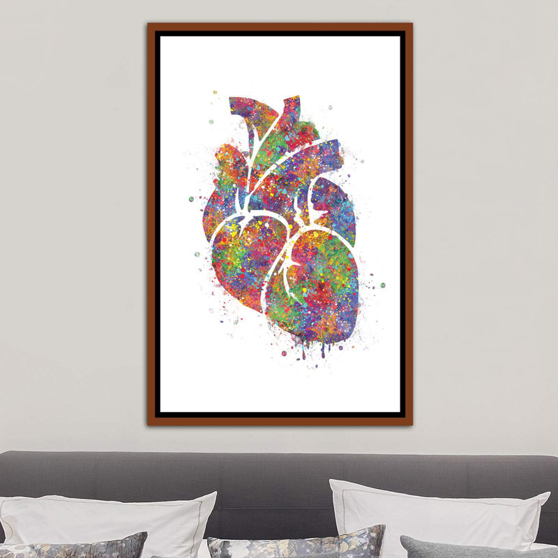 «Heart Anatomy III» - reproduction, Cadre bois classique, H 26 po x l 18 po x 1,5 po