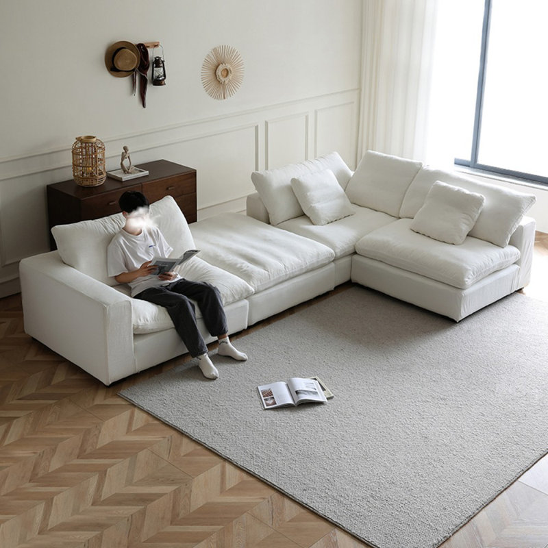 White 100% Polyester Modular Sofa cushion couch