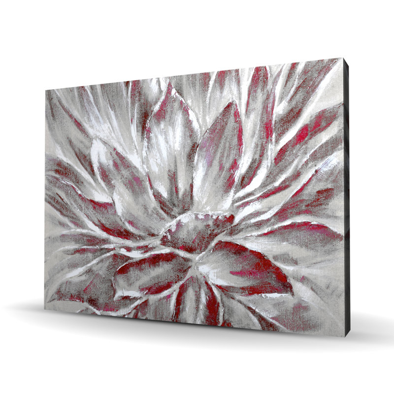 Red and Gray Flower - Contemporary Canvas for Home Decor
