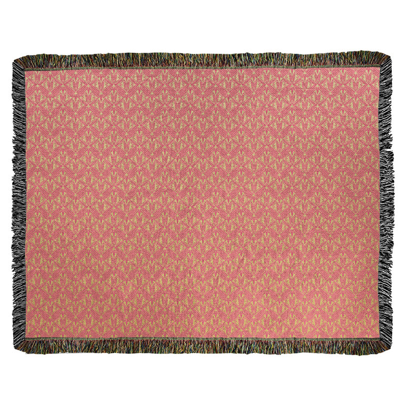 Couverture en coton tissé Katelyn Elizabeth, l 37 po x L 52 po, Rose / Jaune