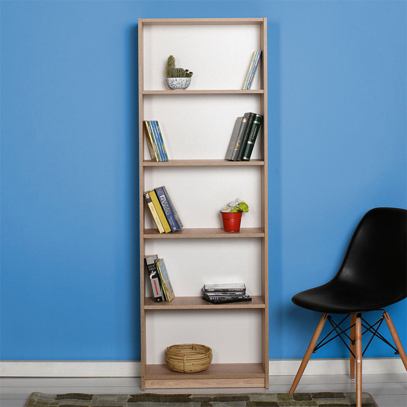 Bibliothèque standard Daveyon, (5 tablettes) H 71,65 po x l 25,2 po x P 10,24 po, Blanc très luisant