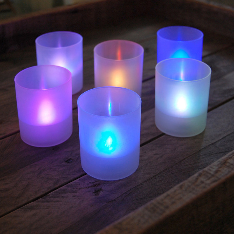Votives givrées avec lumières DEL à piles, Couleurs changeantes
