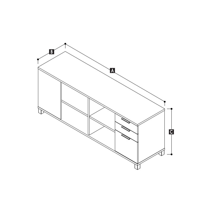 Idael 71.13'' Wide 3 - Drawer Filing Credenza, White
