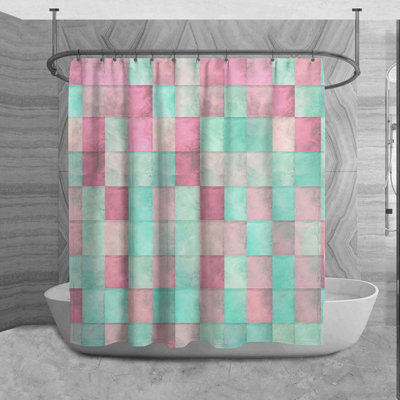 Rideau de douche à carreaux Shaima
