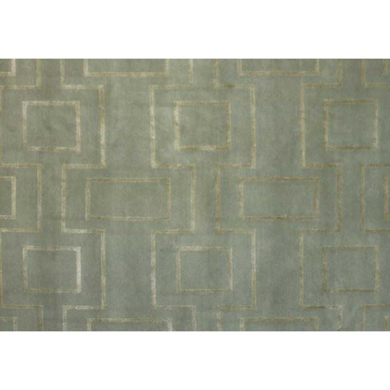 Hand Knotted Area Rug in Olive And Green, Rectangle 8' x 10'