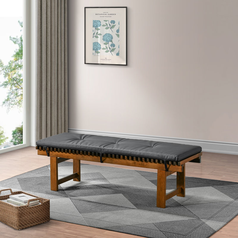 Banc rembourré en cuir végétalien Mid-Century 59,1 po Pivot