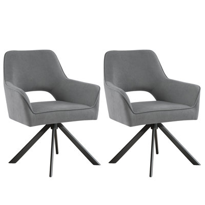 Modern Upholstered Swivel Dining Chair Set of 2, Dining Room Chairs with Thick Cushion for Kitchen, Dining Room, Living Room