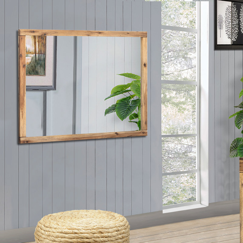 Camilo Solid Wood Rectangle Mirror, Durango Wheat
