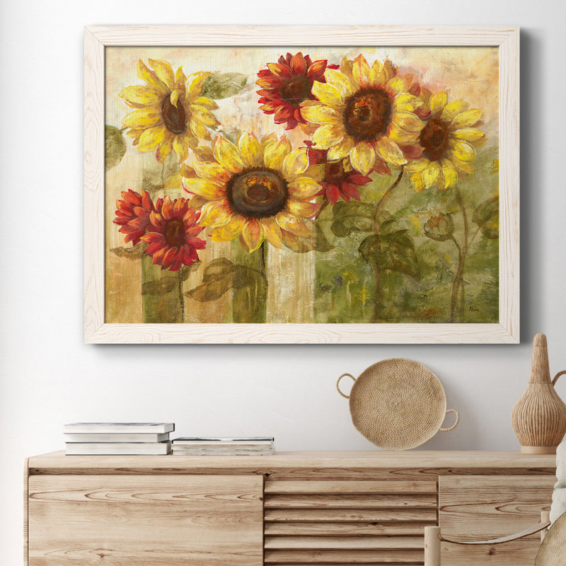 Tournesol délice - Cadre photo, reproduction d'art sur papier, H 31 po x l 44 po x P 1 po, Blanc
