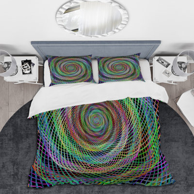 Iridescent Infinity Spiral - Ensemble de housse de couette moderne - Microfibre de polyester