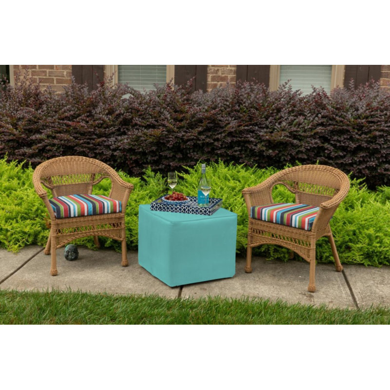 Casual Cushion Wicker Outdoor Chair Cushion, Striped Sunbrella Fade-Resistant for Wicker Dining Chairs & Sunroom Seats, 19.5"W x 19.5"D, 2.5" thick, Reversible, Carousel Confetti