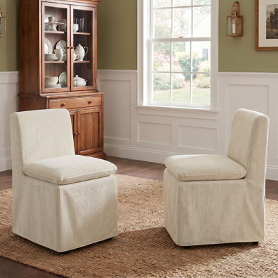 Upholstered Dining Chair with Hidden Casters