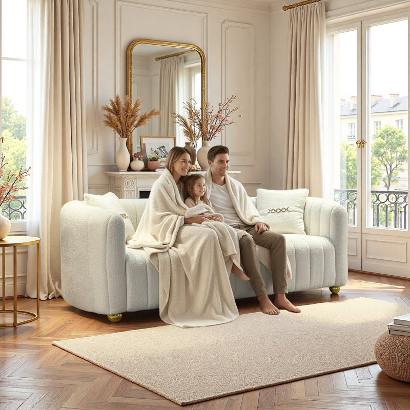 Upholstered 83.46'' Sofa, White