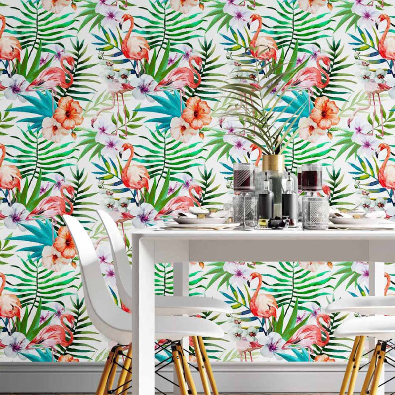 Rouleau de papier peint adhésif L 8,5 pi x l 24 po Tropical Flames de Rasch