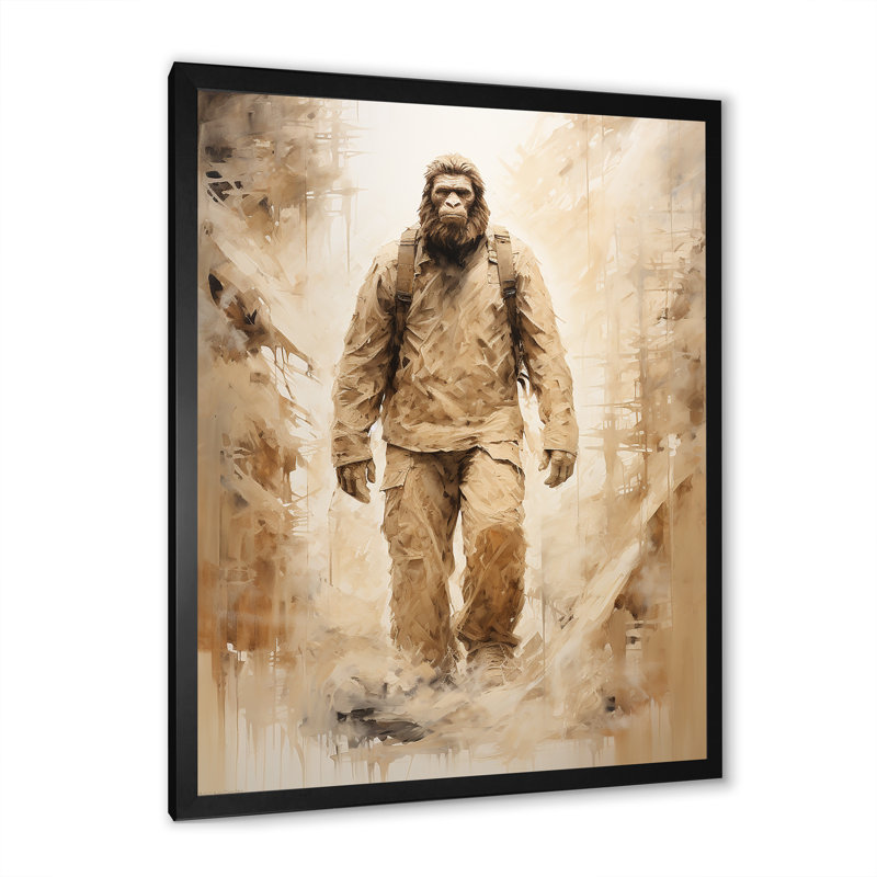 «Walking Bigfoot Wildlife», art mural sur toile Bigfoot, H 44 po x l 34 po x P 1,5 po, Cadre photo noir
